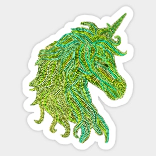 Mythical Unicorn - Green & Yellow Sticker